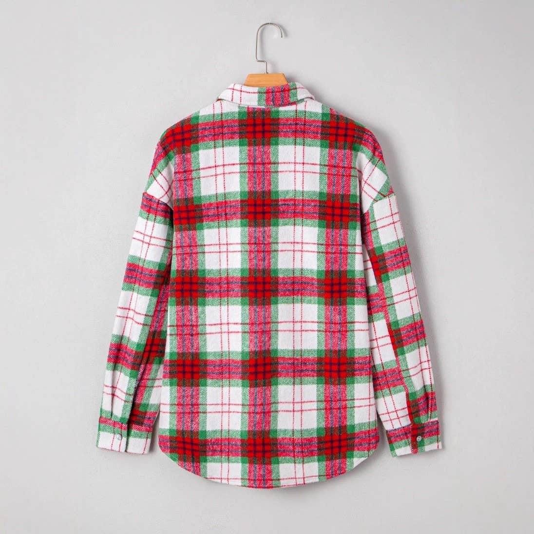 St. Patrick’s Day Green Plaid Cozy Shirt Jacket Shacket