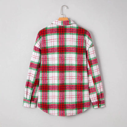 St. Patrick’s Day Green Plaid Cozy Shirt Jacket Shacket