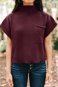 Patch Pocket Ribbed Knit Short Sleeve Sweater