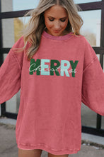 Load image into Gallery viewer, Strawberry Pink MERRY Christmas Corded Pullover Sweatshirt