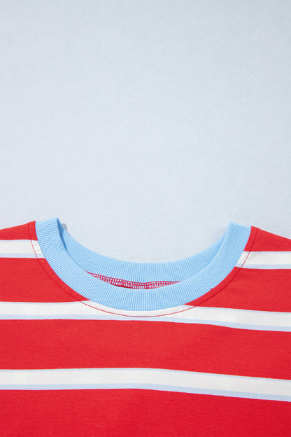 Racing Red Striped Hollowed Back T-shirt