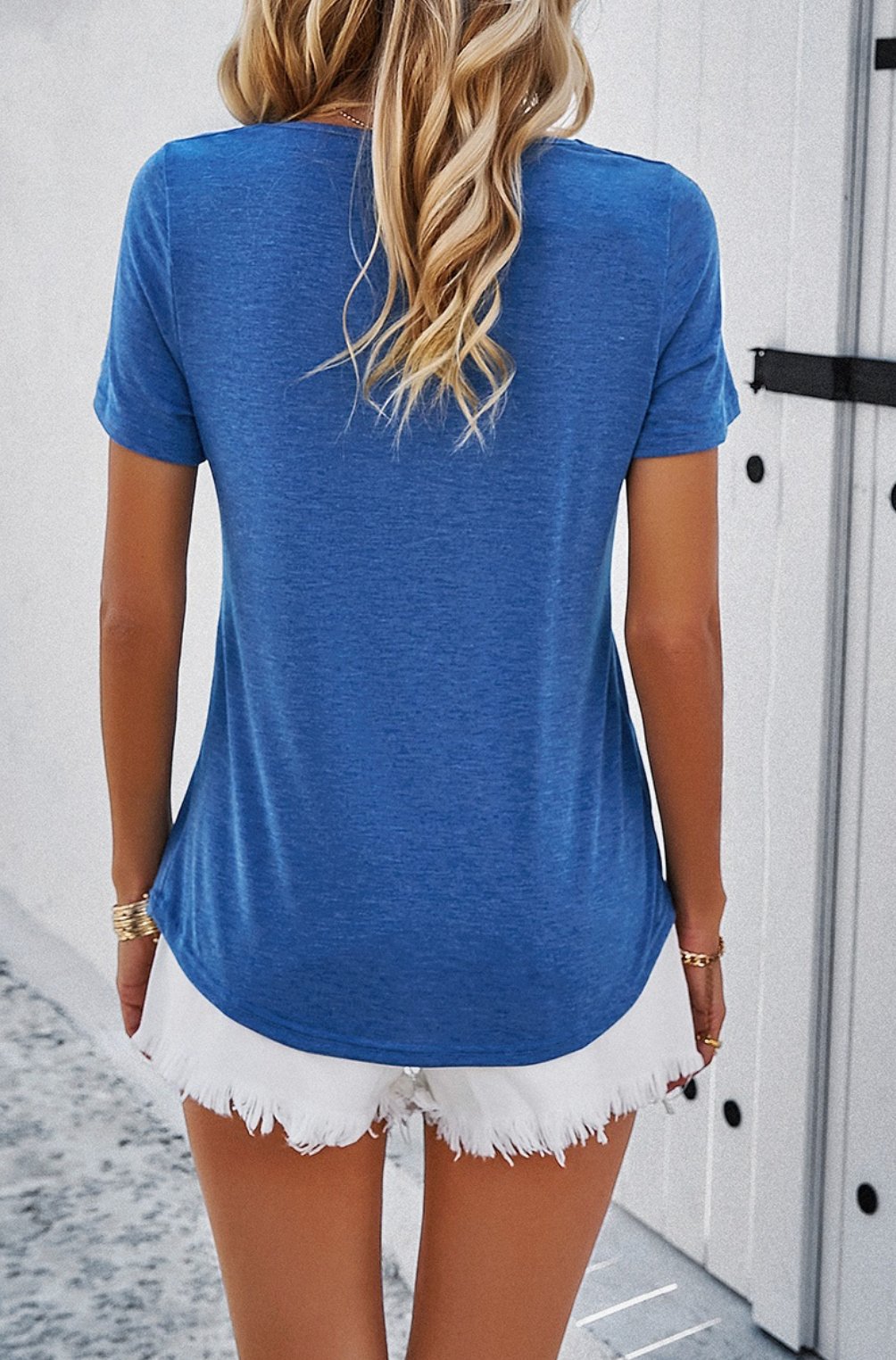 Angela - Short Sleeve Cut Out Tee - Honeyed Steele Boutique