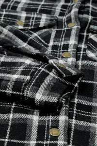 Orange Snap Button Sherpa Lined Hooded Flannel Jacket