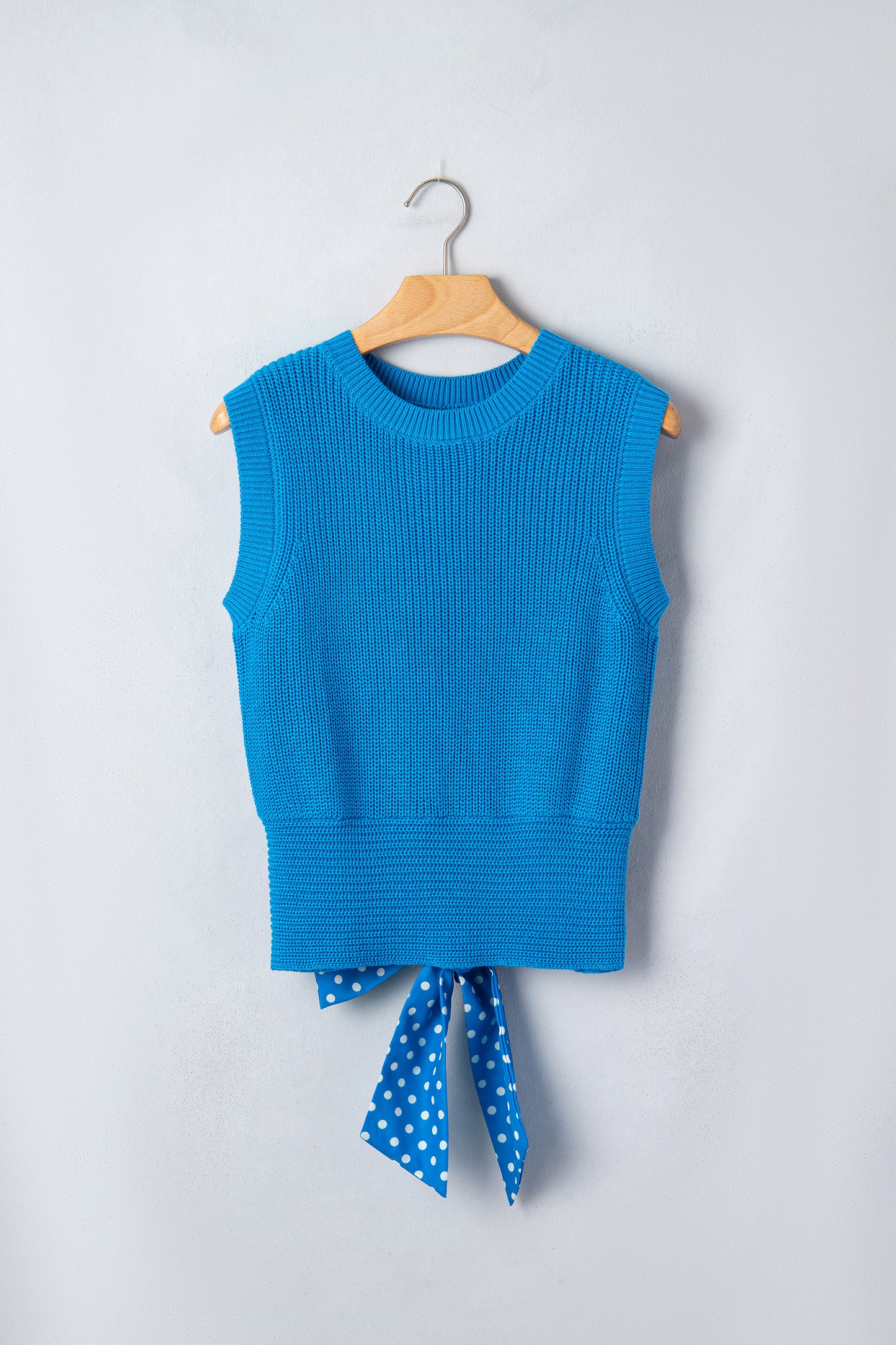 Polka Dot Knot Back Cropped Sweater Tank