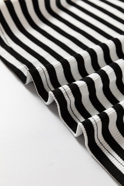 Hillary-Black Stripe Colorblock Top