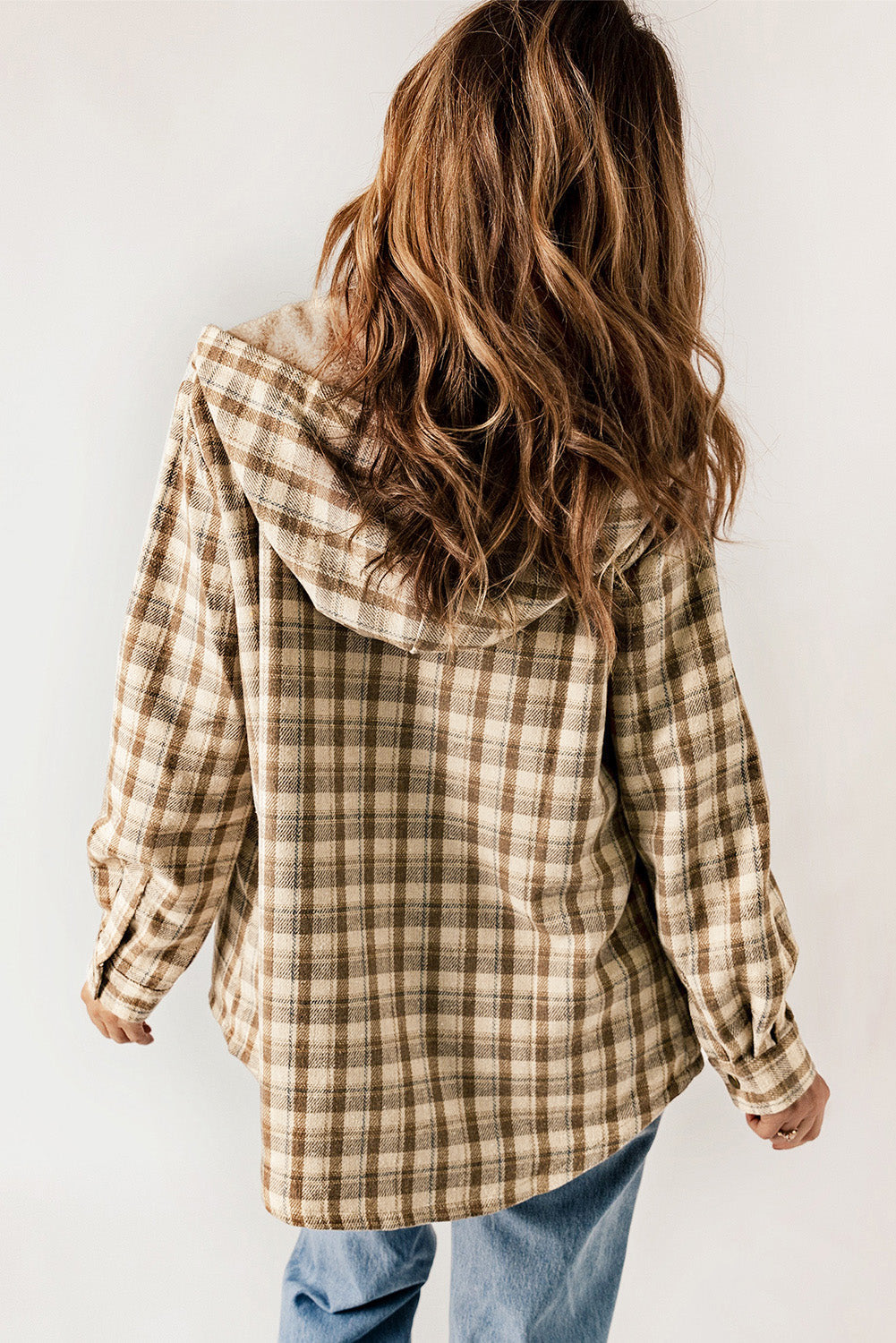 Orange Snap Button Sherpa Lined Hooded Flanne