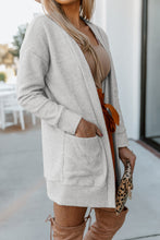 Load image into Gallery viewer, Beige Cable Knit Pocketed Open Front Long Cardigan