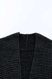 Yellow Knitted Open Front Casual Long Cardigan