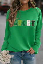 Load image into Gallery viewer, Green St Patricks LUCKY Chenille Letter Graphic Sweatshirt