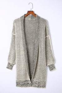 Yellow Knitted Open Front Casual Long Cardigan