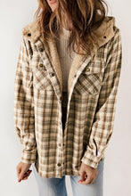 Load image into Gallery viewer, Orange Snap Button Sherpa Lined Hooded Flannel Jacket