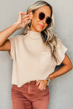Load image into Gallery viewer, Patch Pocket Ribbed Knit Short Sleeve Sweater