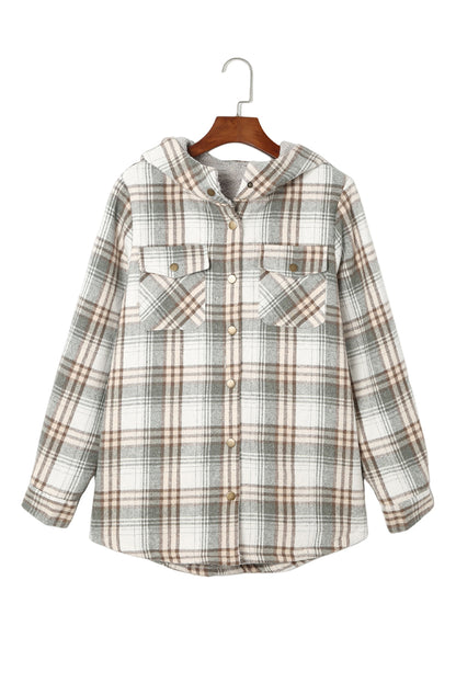 Orange Snap Button Sherpa Lined Hooded Flanne
