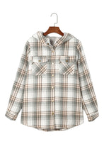 Load image into Gallery viewer, Orange Snap Button Sherpa Lined Hooded Flannel Jacket