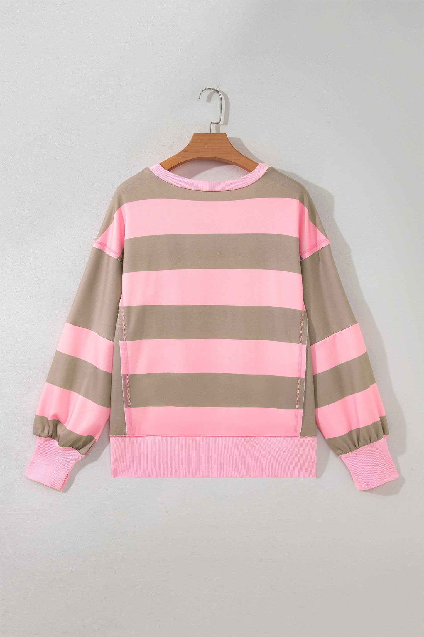 Pink Stripe Striped Colorblock  Sweatshirt