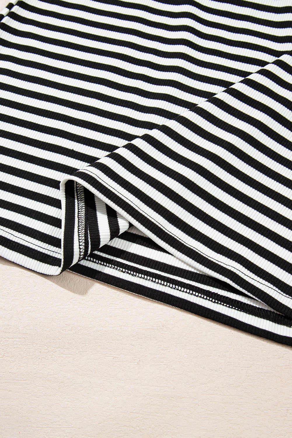 Hillary-Black Stripe Colorblock Top