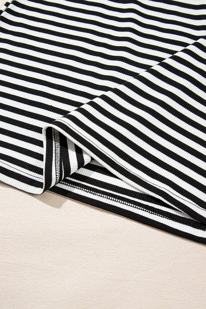 Hillary-Black Stripe Colorblock Top