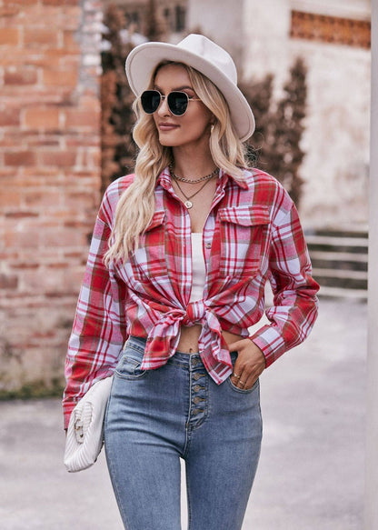 Oversized Plaid Shacket Womens Button Down Shirt Jacket