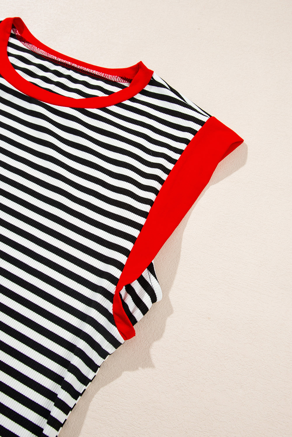 Hillary-Black Stripe Colorblock Top
