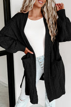 Load image into Gallery viewer, Red Ribbed Trim Hollow Knit Side Slits Cardigan