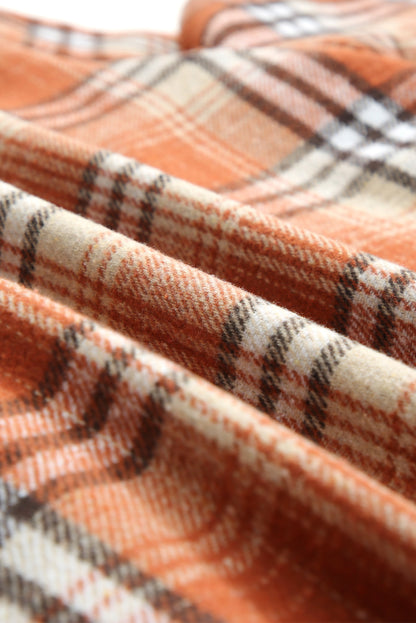 Orange Snap Button Sherpa Lined Hooded Flanne