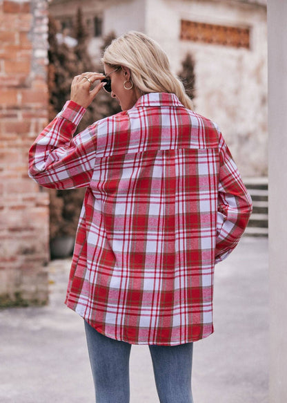 Oversized Plaid Shacket Womens Button Down Shirt Jacket