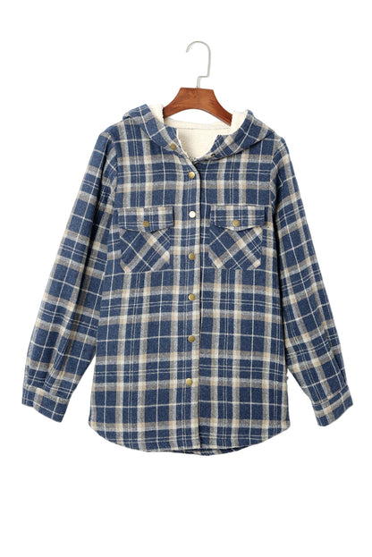 Orange Snap Button Sherpa Lined Hooded Flanne