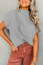 Load image into Gallery viewer, Patch Pocket Ribbed Knit Short Sleeve Sweater