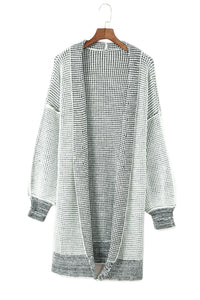 Yellow Knitted Open Front Casual Long Cardigan