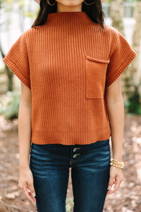 Patch Pocket Ribbed Knit Short Sleeve Sweater