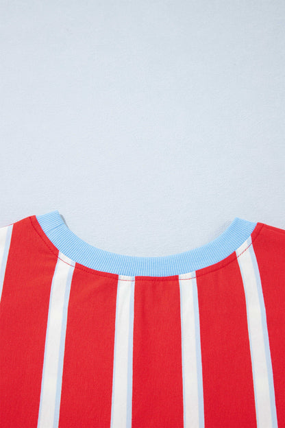 Racing Red Striped Hollowed Back T-shirt