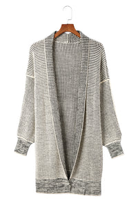 Yellow Knitted Open Front Casual Long Cardigan