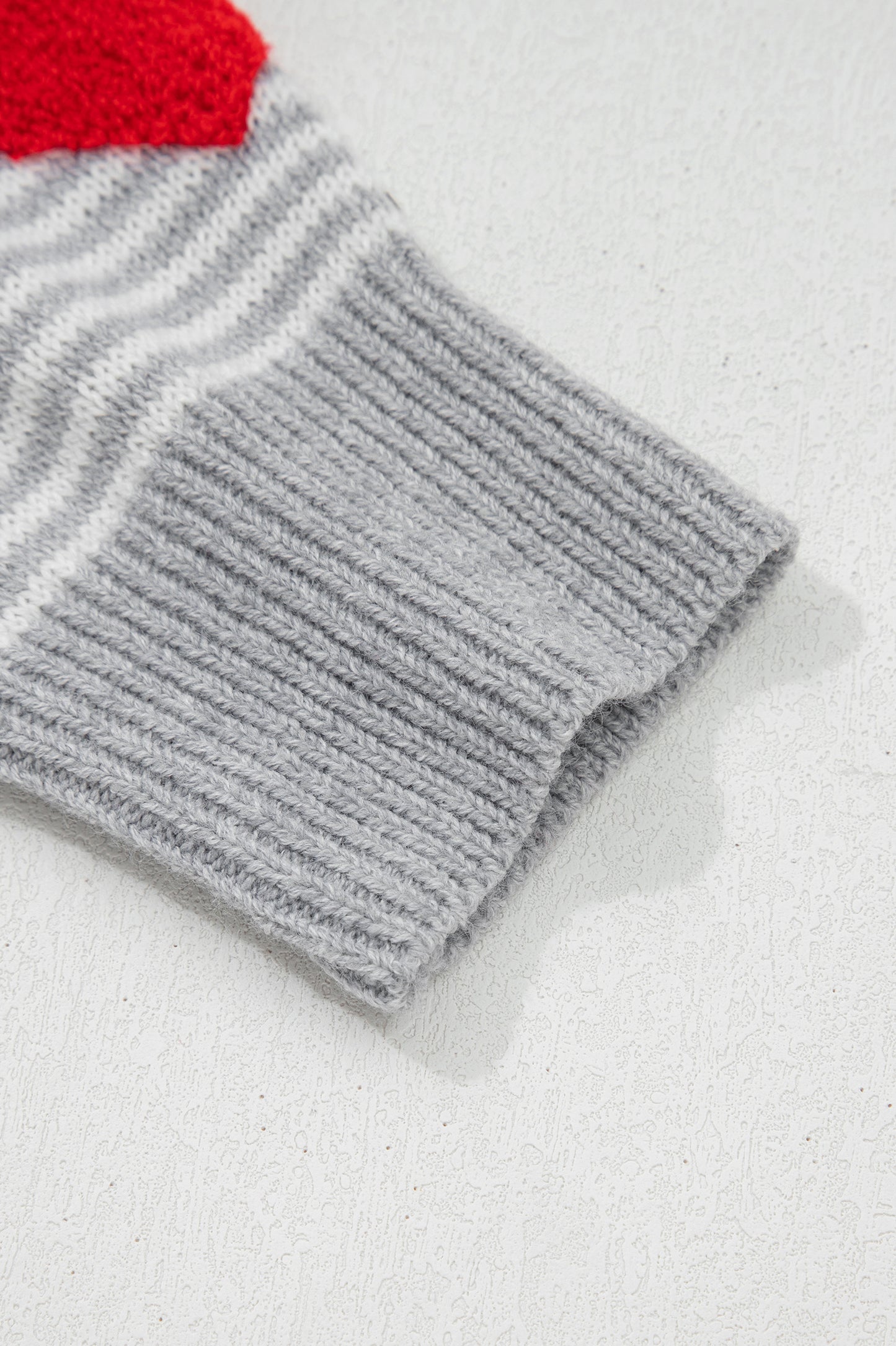 Gray Stripe Heart Valentine Knit Sweater