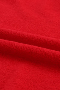 Red Merry Letter Embroidered High Neck Sweater