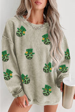 Load image into Gallery viewer, Green Sequin St Patrick Disco Ball Patch Corded Graphic Sweatshirt
