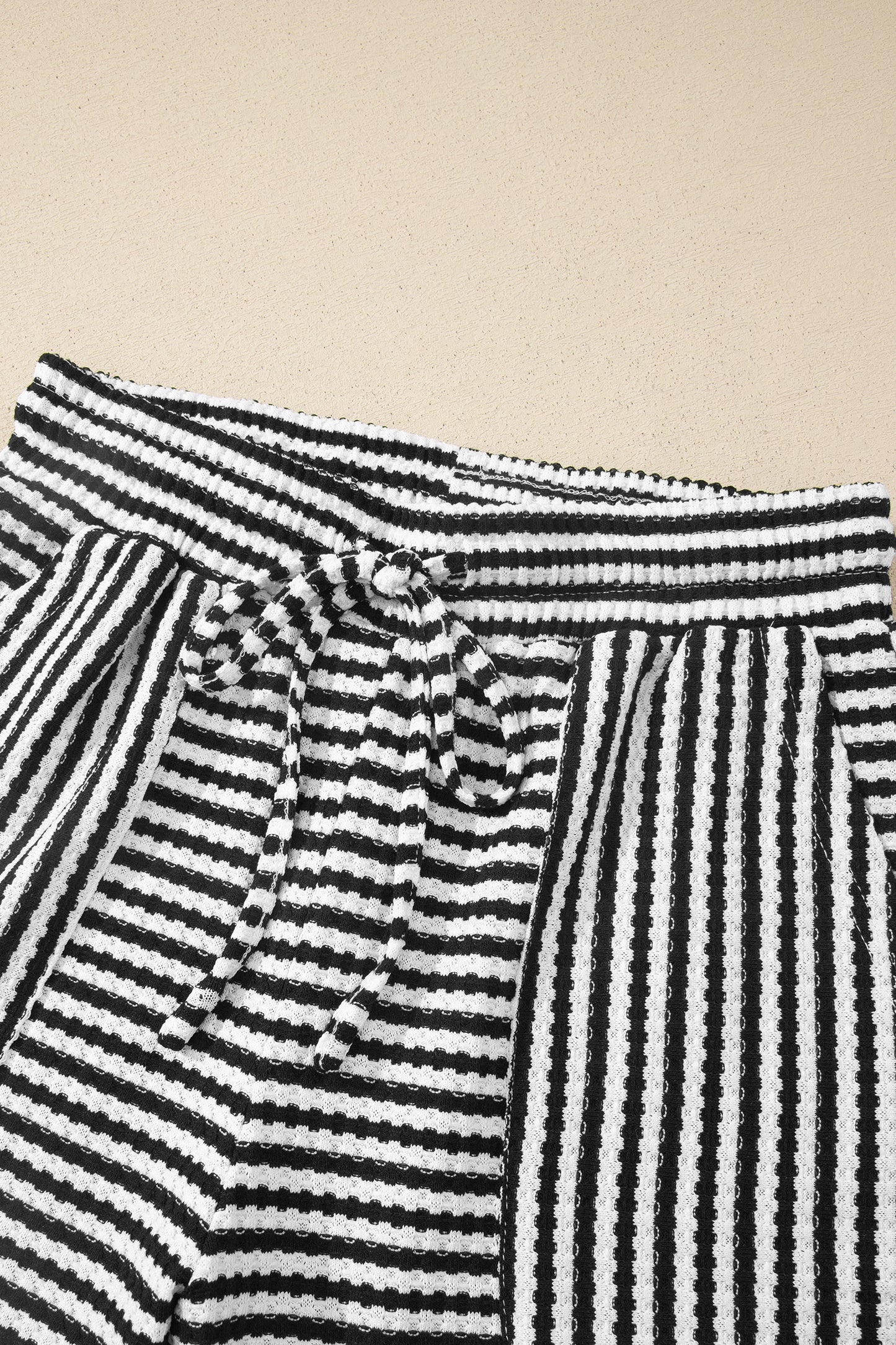 Brown Stripe Knit Short 2pcs Set