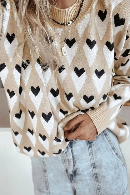 Geometric Heart Print Sweater