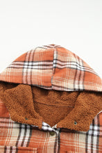 Load image into Gallery viewer, Orange Snap Button Sherpa Lined Hooded Flannel Jacket