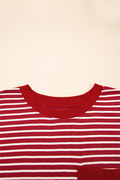 Rebecca-Red Stripe Chest Pocket Tank Top
