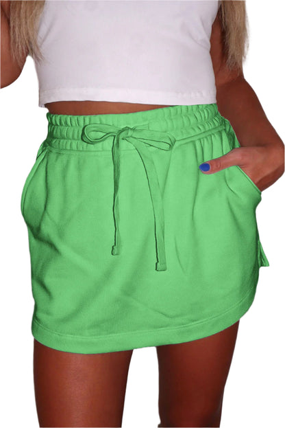 Kimber-Light Green French Terry Drawstring Skort