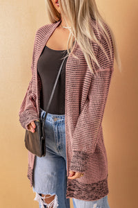 Yellow Knitted Open Front Casual Long Cardigan