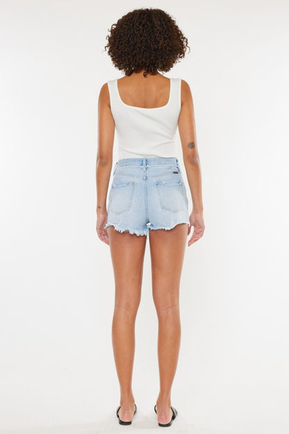 Nadia-Kancan Distressed Button Fly Denim Shorts