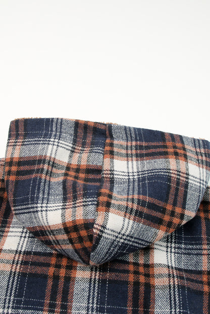 Orange Snap Button Sherpa Lined Hooded Flanne