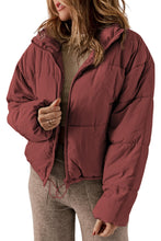 Load image into Gallery viewer, Apricot Zip Up Drawstring Hem Pocket Puffer Coat