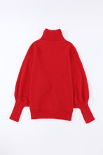 Load image into Gallery viewer, Red Merry Letter Embroidered High Neck Sweater