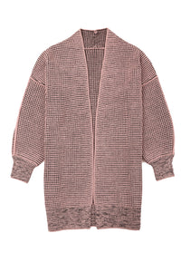 Yellow Knitted Open Front Casual Long Cardigan