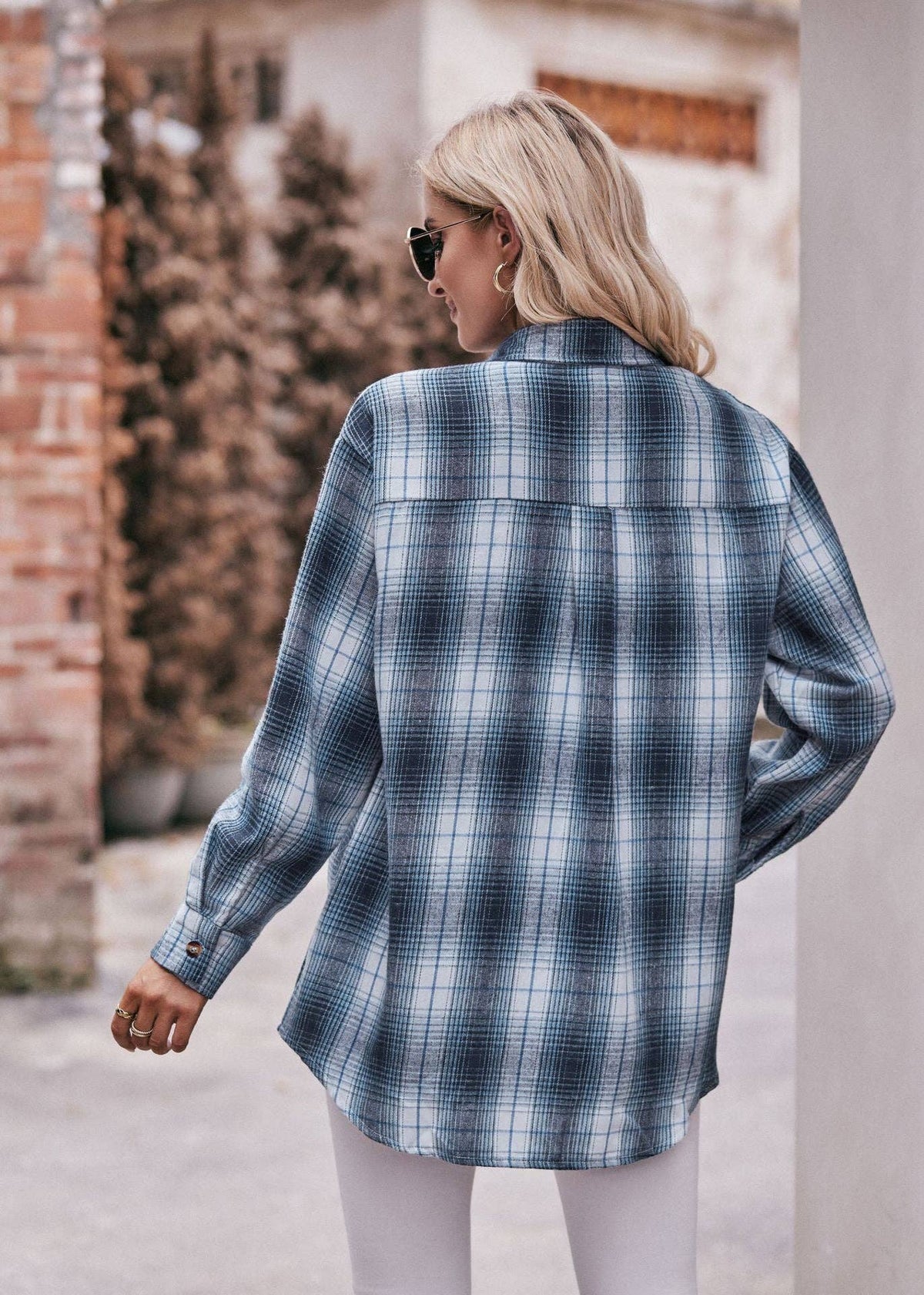 Oversized Plaid Shacket Womens Button Down Shirt Jacket