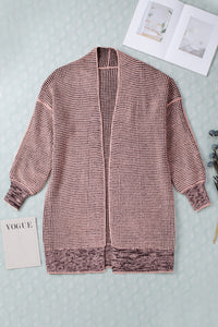 Yellow Knitted Open Front Casual Long Cardigan