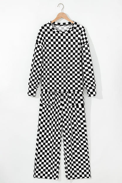 Lilly Black Checkered Lounge Set