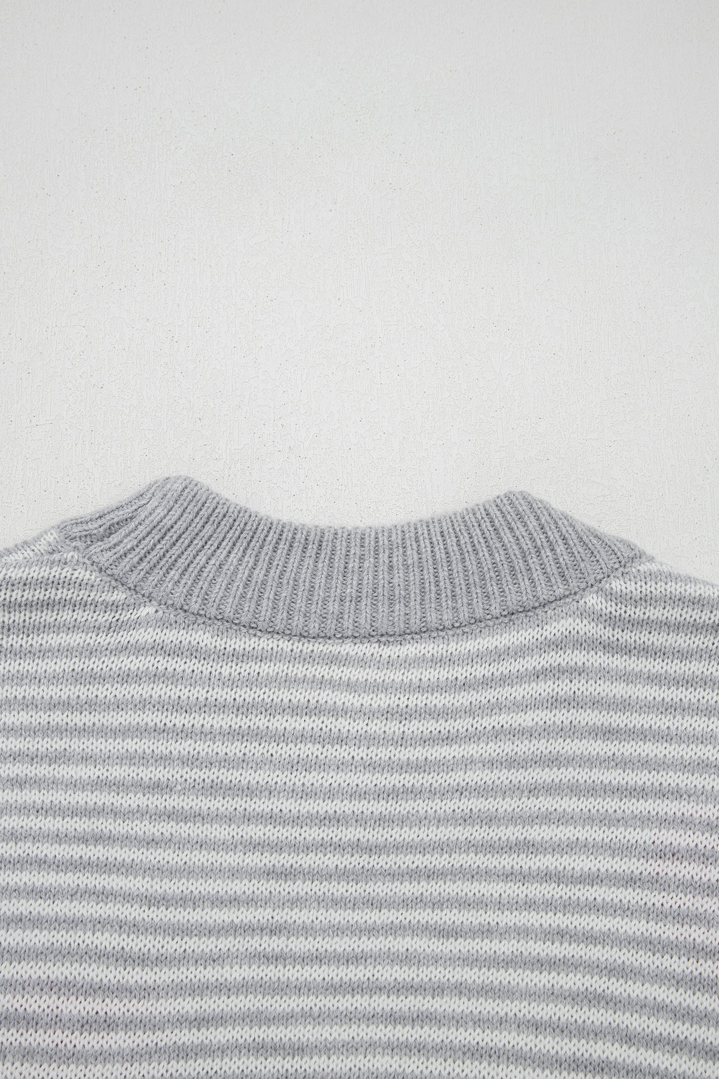 Gray Stripe Heart Valentine Knit Sweater